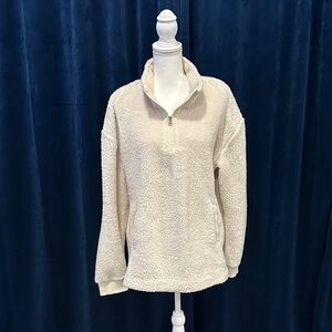 Maurices COZY Off-White 1/4 Zip Teddy Jacket